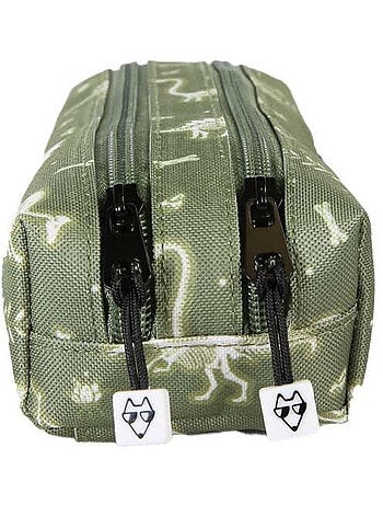Astuccio bambino 2 scomparti POL FOX Jurassic verde motivo dinosauro