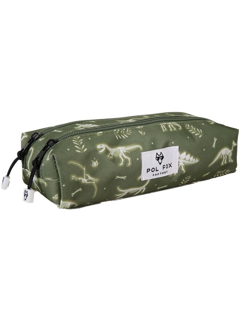 Astuccio bambino 2 scomparti POL FOX Jurassic verde motivo dinosauro Verde - Kiabi
