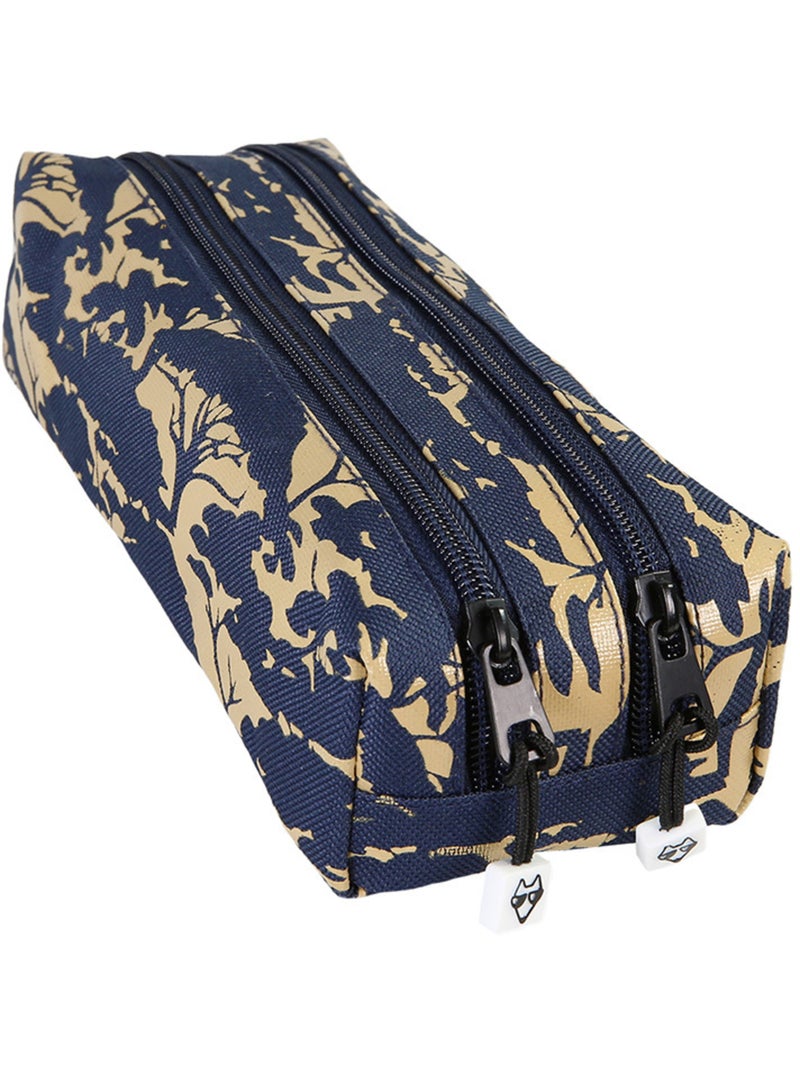Astuccio bambino 2 scomparti POL FOX Lion blu navy e beige motivo savana Blu marino - Kiabi