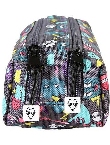 Astuccio bambino 2 scomparti POL FOX Rider blu motivi divertenti