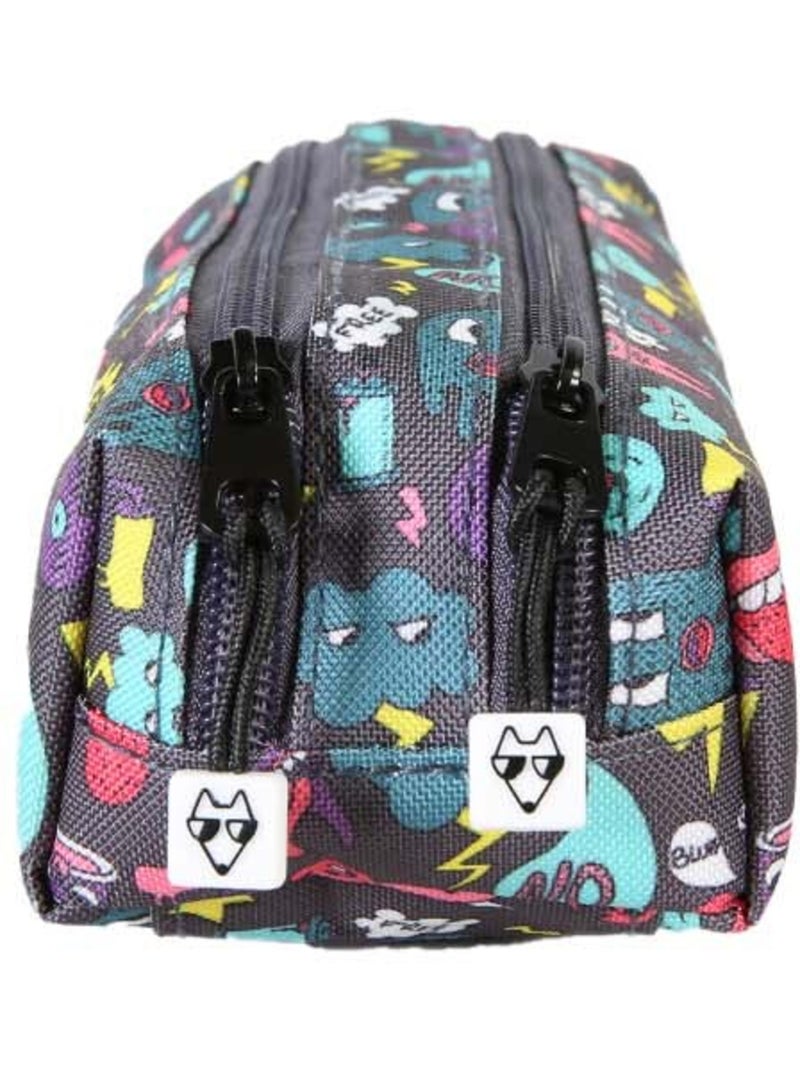Astuccio bambino 2 scomparti POL FOX Rider blu motivi divertenti Blu - Kiabi
