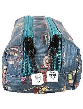 Astuccio bambino 2 scomparti POL FOX Robot blu motivo robot