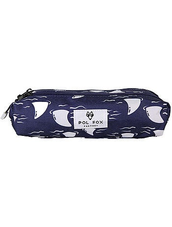 Astuccio bambino 2 scomparti POL FOX Shark blu navy motivo squalo