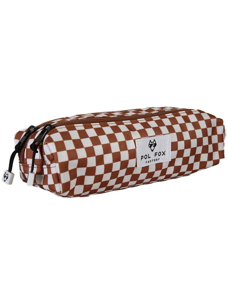 Astuccio bambino 2 scomparti POL FOX Skate marrone motivo quadri Marrone - Kiabi