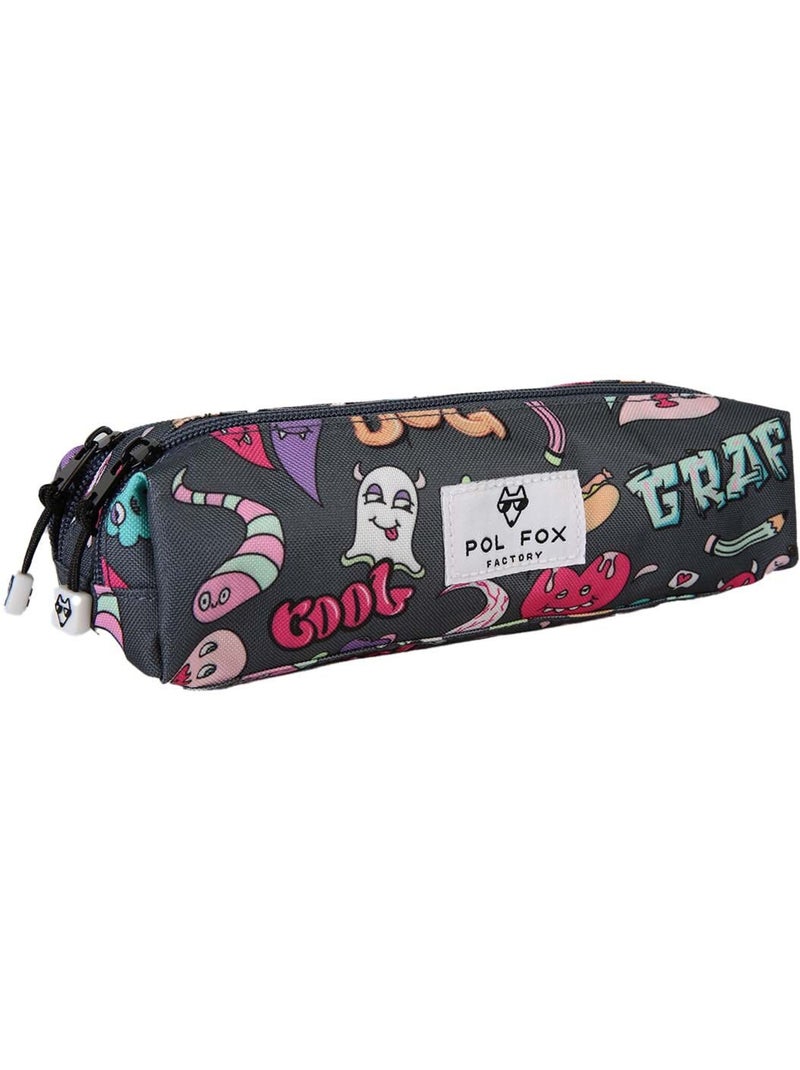 Astuccio bambino 2 scomparti POL FOX Street Art grigio motivi graffiti Grigio - Kiabi
