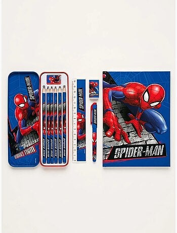 Astuccio in metallo con corredo scolastico spider-man marvel