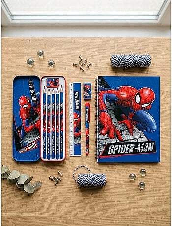 Astuccio in metallo con corredo scolastico spider-man marvel