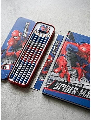 Astuccio in metallo con corredo scolastico spider-man marvel