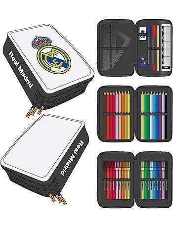 Astuccio per la scuola Real Madrid con triplo scomparto con accessori