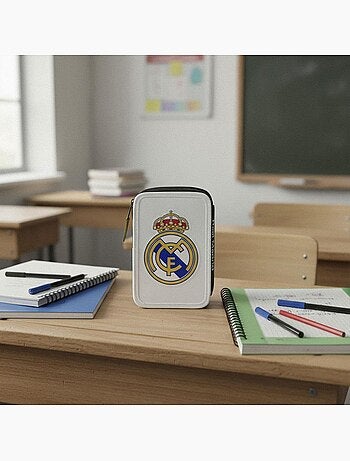 Astuccio per la scuola Real Madrid con triplo scomparto con accessori