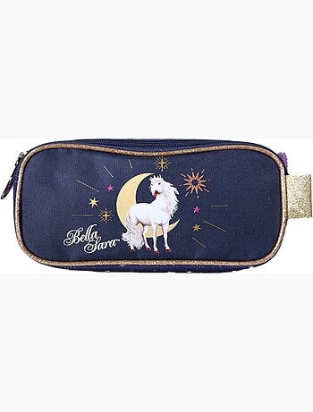 Astuccio rettangolare bambina doppio scomparto BELLA SERRA blu notte