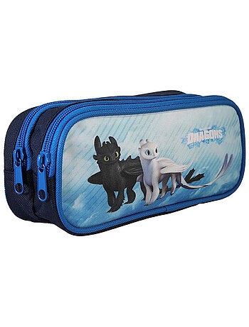 Astuccio rettangolare bambino DRAGONS blu 2 scomparti