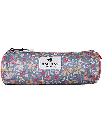 Astuccio rotondo bambina POL FOX Happy Jean blu navy motivo fiore