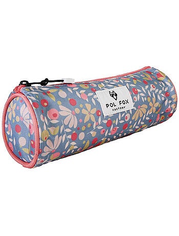 Astuccio rotondo bambina POL FOX Happy Jean blu navy motivo fiore