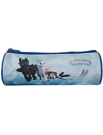 Astuccio rotondo bambino DRAGONS blu 1 scomparto