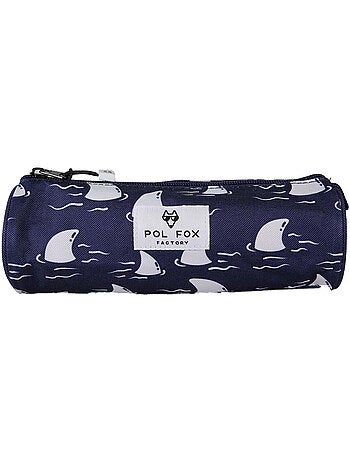Astuccio rotondo bambino POL FOX Shark blu navy motivo squalo