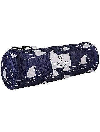 Astuccio rotondo bambino POL FOX Shark blu navy motivo squalo