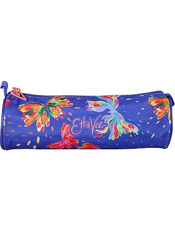 Astuccio rotondo scuola bambina 1 scomparto ETTAVEE Fly With Me blu multicolore farfalla