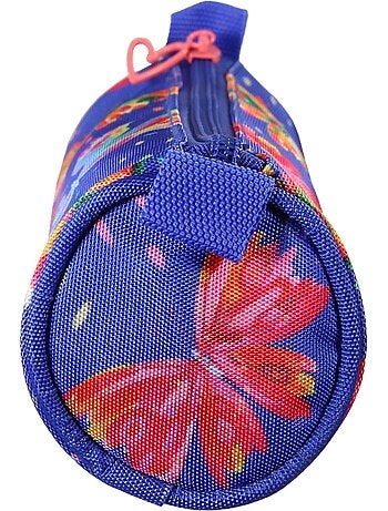 Astuccio rotondo scuola bambina 1 scomparto ETTAVEE Fly With Me blu multicolore farfalla