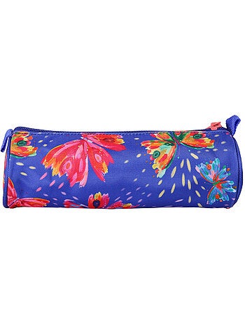 Astuccio rotondo scuola bambina 1 scomparto ETTAVEE Fly With Me blu multicolore farfalla
