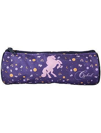Astuccio rotondo scuola bambina CYBEL viola 1 scomparto con zip
