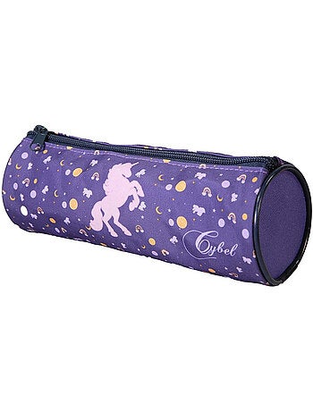 Astuccio rotondo scuola bambina CYBEL viola 1 scomparto con zip