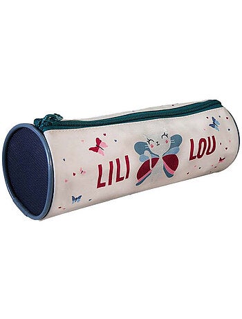 Astuccio rotondo scuola bambina LILI LOU beige 1 scomparto