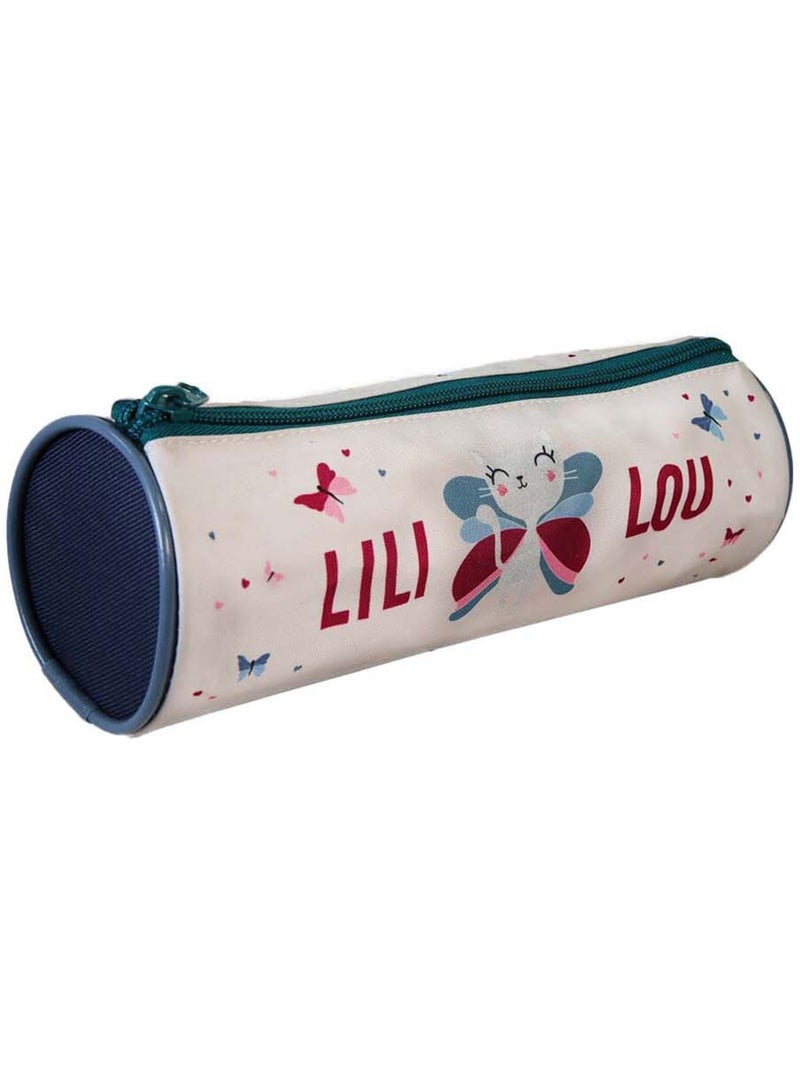 Astuccio rotondo scuola bambina LILI LOU beige 1 scomparto Beige - Kiabi