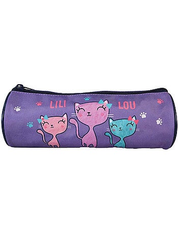 Astuccio rotondo scuola bambina LILI LOU viola 1 scomparto