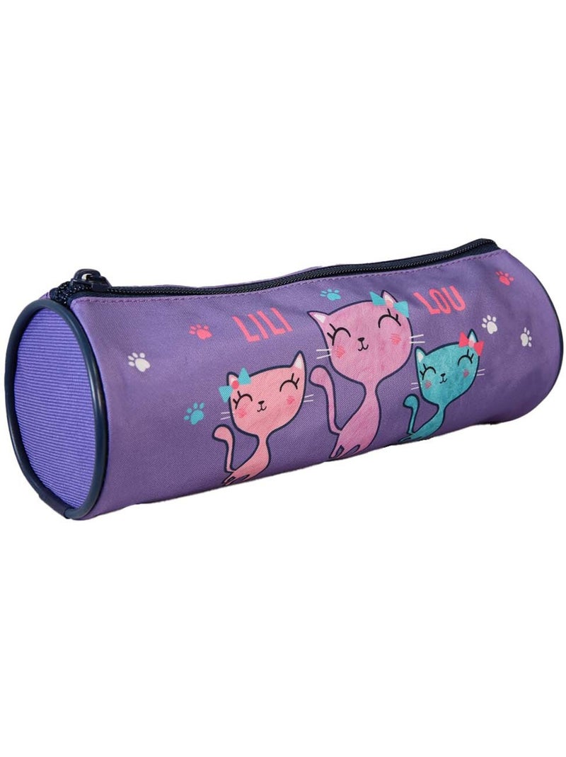Astuccio rotondo scuola bambina LILI LOU viola 1 scomparto Viola - Kiabi