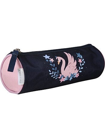 Astuccio rotondo scuola bambina PHILEAS Cygne blu navy rosa 1 scomparto
