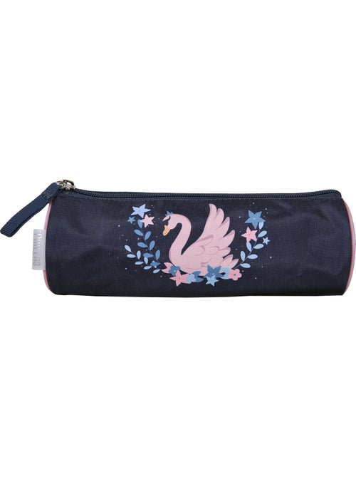 Astuccio rotondo scuola bambina PHILEAS Cygne blu navy rosa 1 scomparto - Kiabi