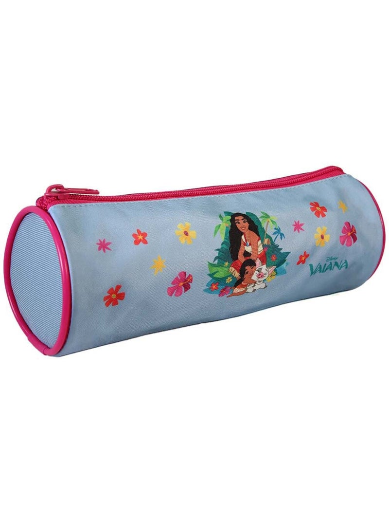 Astuccio rotondo scuola bambina VAIANA azzurro 1 scomparto Blu cielo - Kiabi