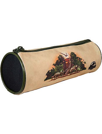 Astuccio rotondo scuola bambino JURASSIC PARK beige 1 scomparto con zip