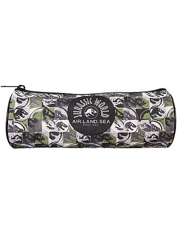 Astuccio rotondo scuola bambino JURASSIC WORLD verde nero 1 scomparto con zip