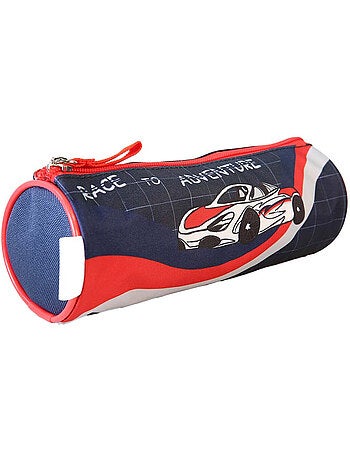 Astuccio rotondo scuola bambino PHILEAS Voiture blu rosso 1 scomparto con zip