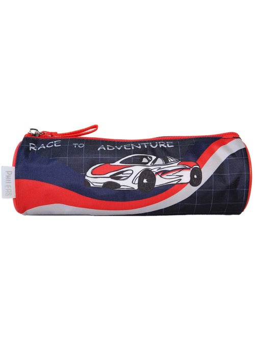 Astuccio rotondo scuola bambino PHILEAS Voiture blu rosso 1 scomparto con zip - Kiabi