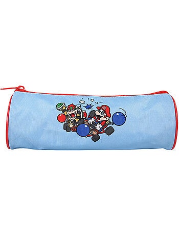 Astuccio rotondo scuola bambino SUPER MARIO blu 1 scomparto