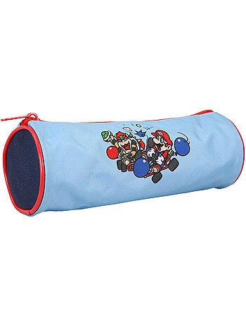 Astuccio rotondo scuola bambino SUPER MARIO blu 1 scomparto