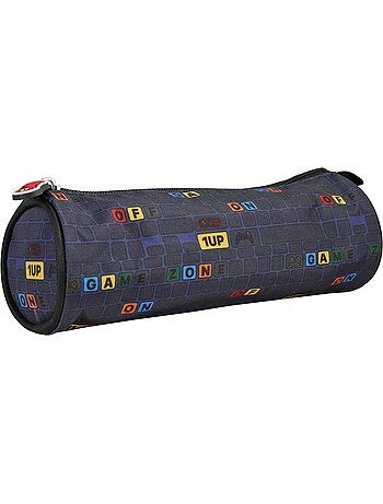 Astuccio rotondo scuola KIP School Time blu nero