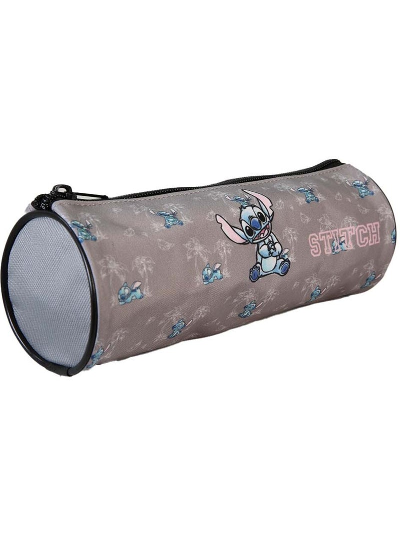 Astuccio rotondo scuola STITCH grigio 1 scomparto Grigio - Kiabi
