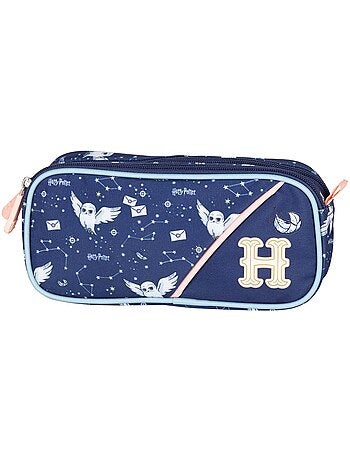 Astuccio scolastico bambino harry potter con 2 scomparti per materiale scolastico - blu navy