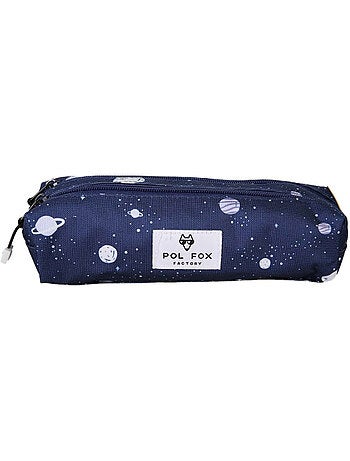 Astuccio scolastico bambino pol fox cosmo con 2 scomparti - materiale scolastico - blu navy