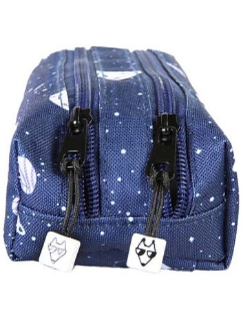 Astuccio scolastico bambino pol fox cosmo con 2 scomparti - materiale scolastico - blu navy