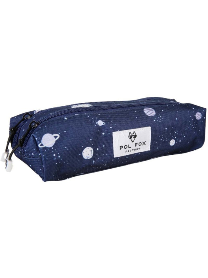 Astuccio scolastico bambino pol fox cosmo con 2 scomparti - materiale scolastico - blu navy Blu marino - Kiabi