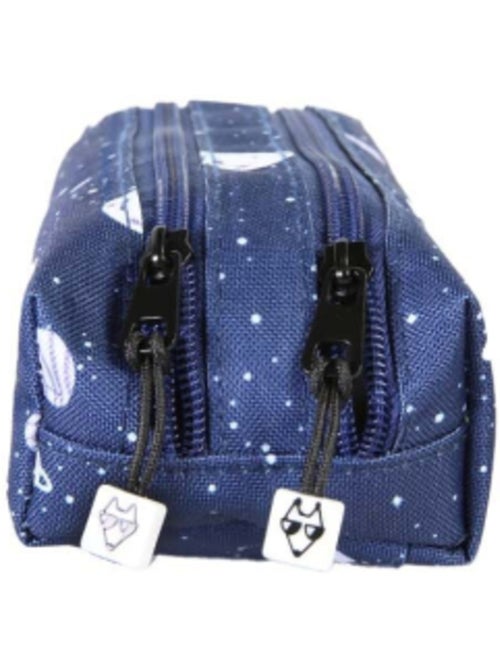 Astuccio scolastico bambino pol fox cosmo con 2 scomparti - materiale scolastico - blu navy - Kiabi