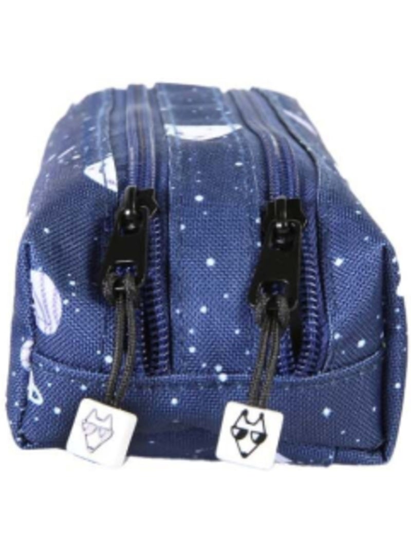Astuccio scolastico bambino pol fox cosmo con 2 scomparti - materiale scolastico - blu navy Blu marino - Kiabi