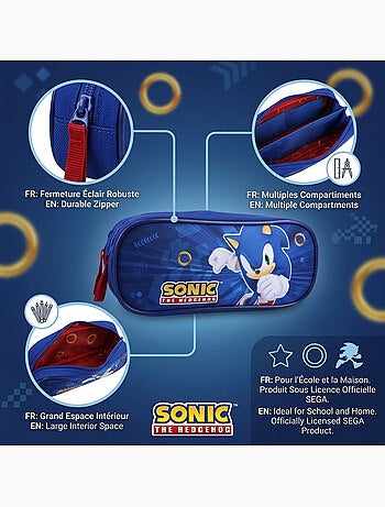 Astuccio scolastico Sonic The Hedgehog a doppio scomparto 155-01309