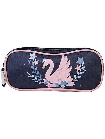 Astuccio scuola bambina 2 scomparti PHILEAS Cygne blu rosa