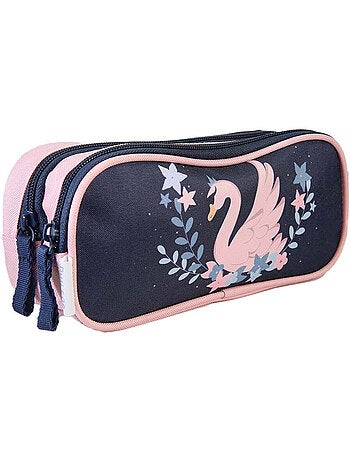 Astuccio scuola bambina 2 scomparti PHILEAS Cygne blu rosa
